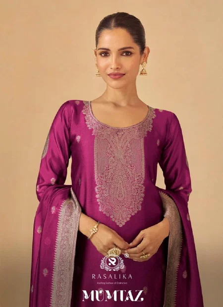 Mumtaz By Rasalika Viscose Silk Jacquard Dress Material Online Wholesale